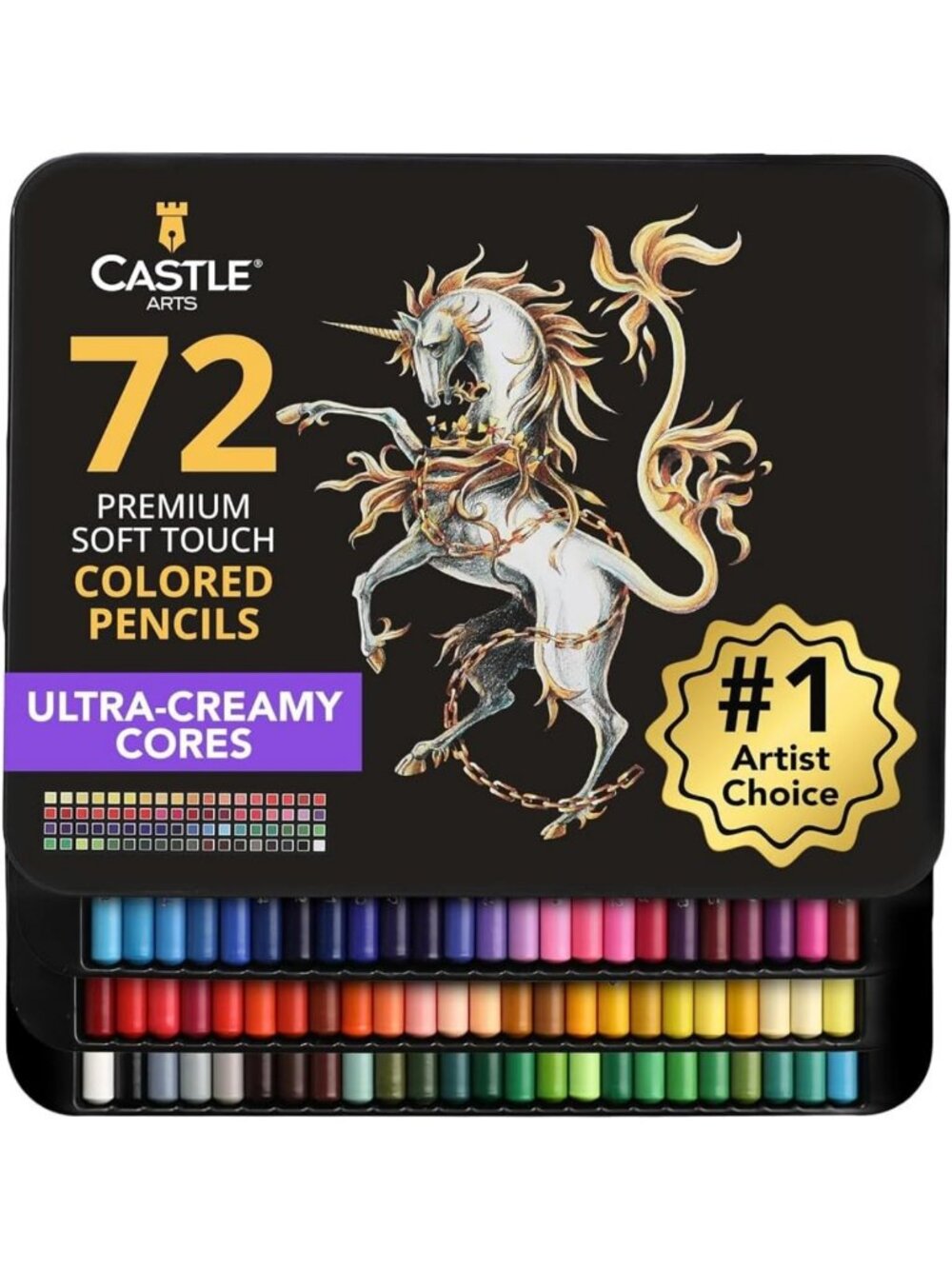 72 Premium Soft Core Colored Pencils for Adults - Vibrant Art Supplies Set
